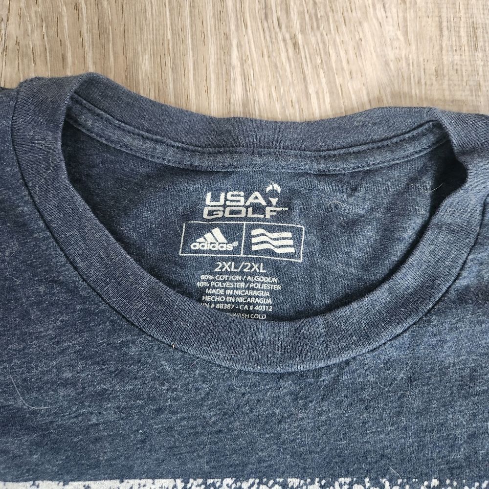 Adidas USA Golf Men's 2XL XXL‎ T-Shirt Flag Logo Short Sleeve Blue Tee Casual - Picture 5 of 8